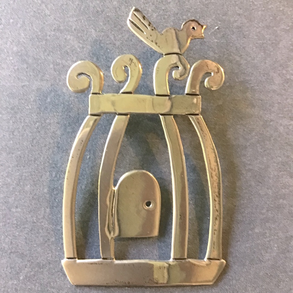 Sterling Silver Bird Cage Brooch